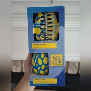 Alex's lemonade stand hair clip accessory detangling brush set blue lemon yellow